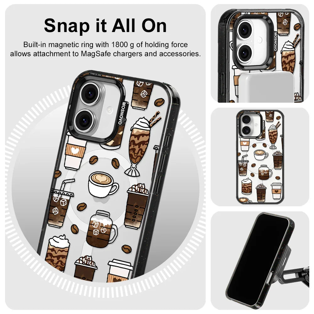 Coffee Phone Case - iPhone 16 Case Clear Black ShockStone With MagSafe