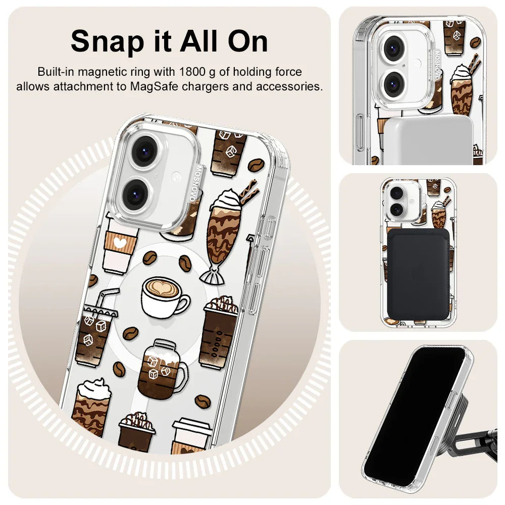 Coffee Phone Case - iPhone 16 Case Clear With MagSafe