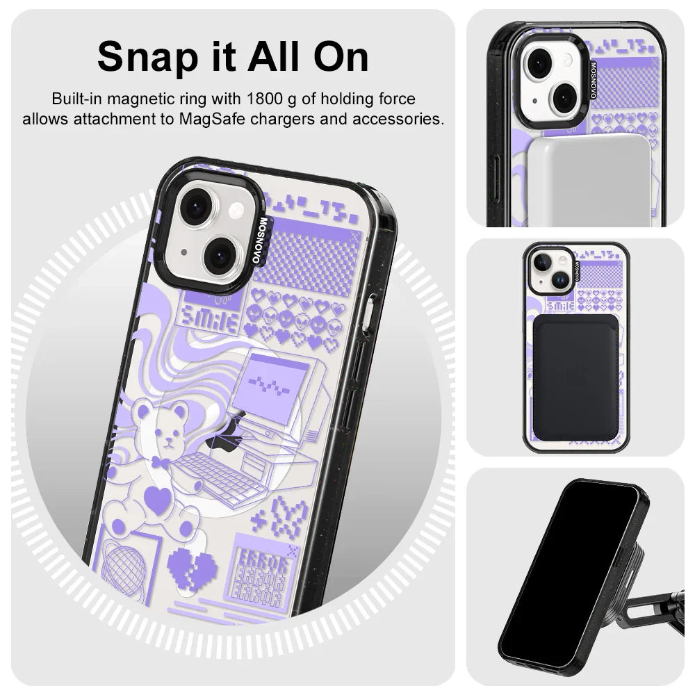 Y2K Aesthetic Phone Case - iPhone 14 Case Clear Black ShockStone With MagSafe