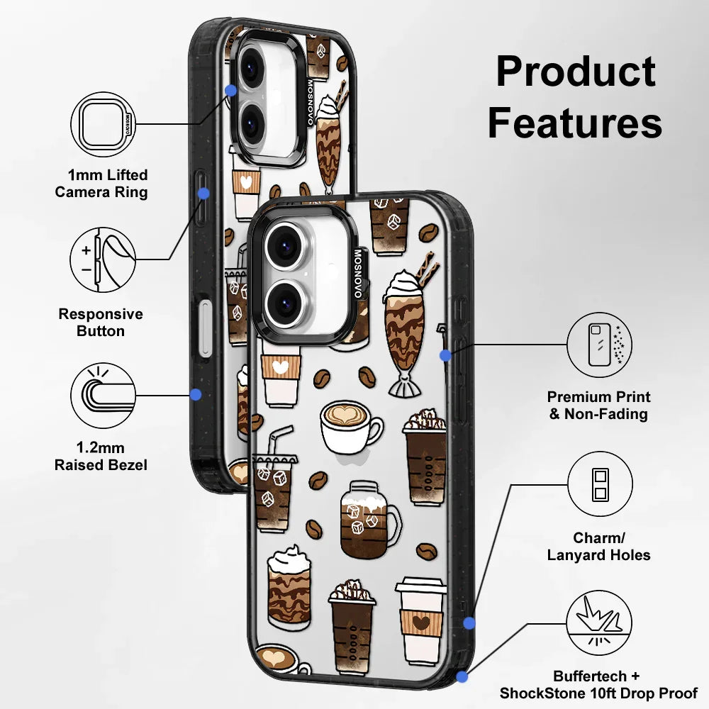 Coffee Phone Case - iPhone 16 Case Clear Black ShockStone