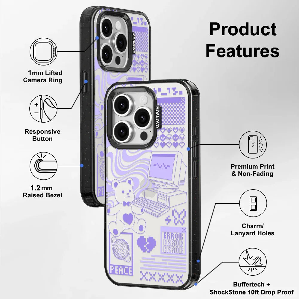 Y2K Aesthetic Phone Case - iPhone 15 Pro Case Clear Black ShockStone