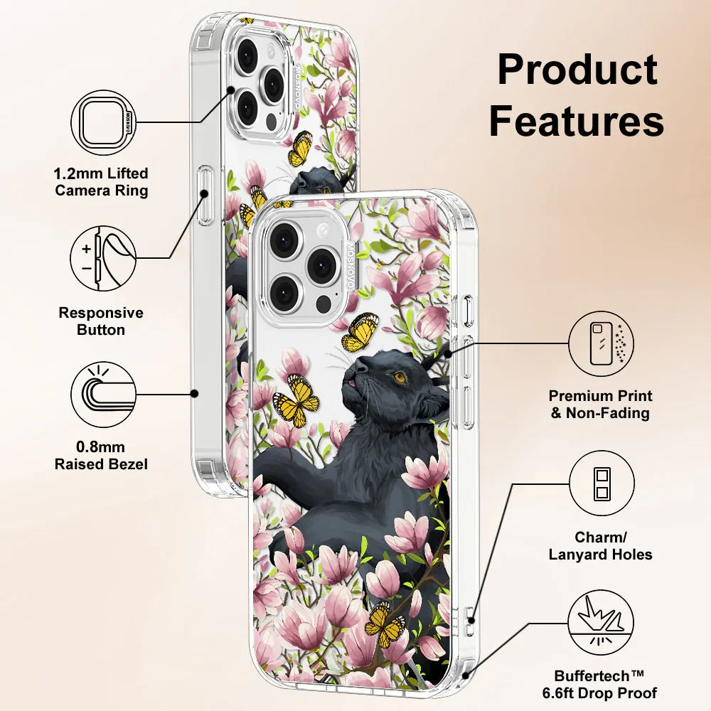 Black Leopard Garden Phone Case - iPhone 12 Case Clear