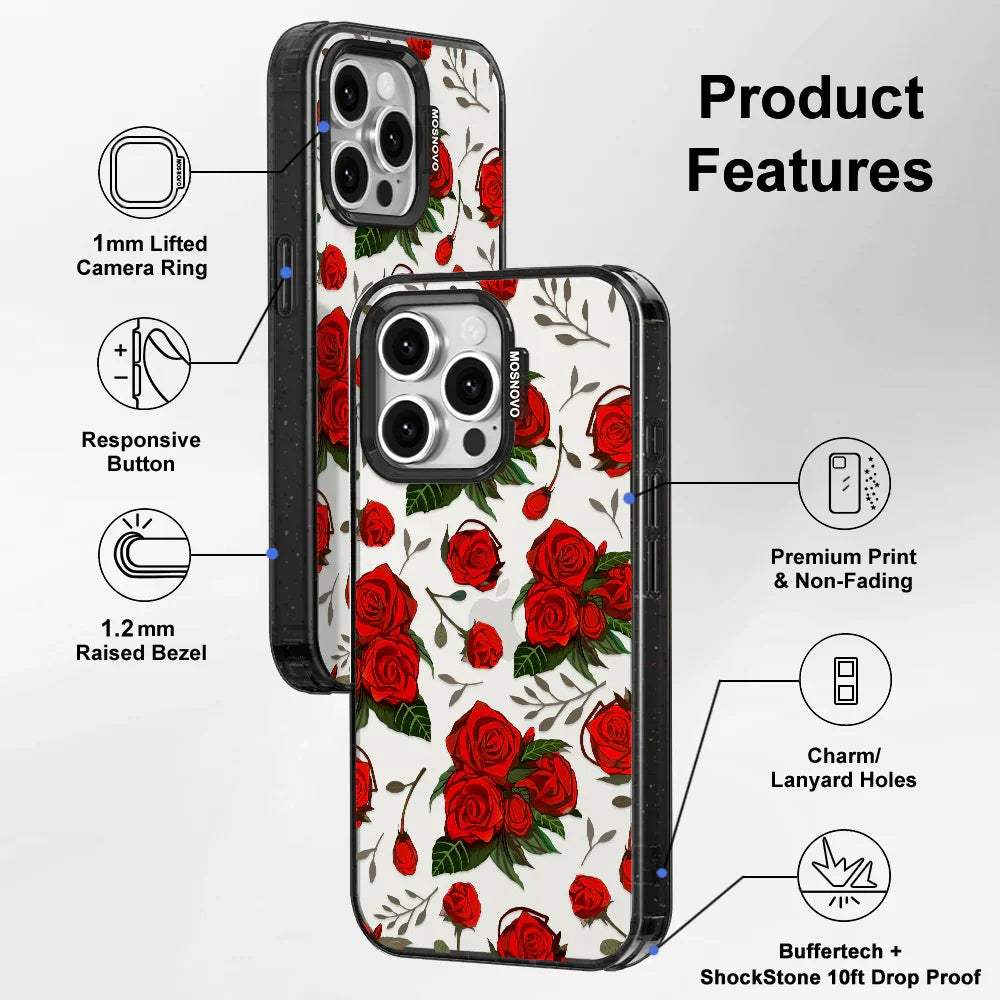 Roses Phone Case - iPhone 15 Pro Max Case Clear Black ShockStone