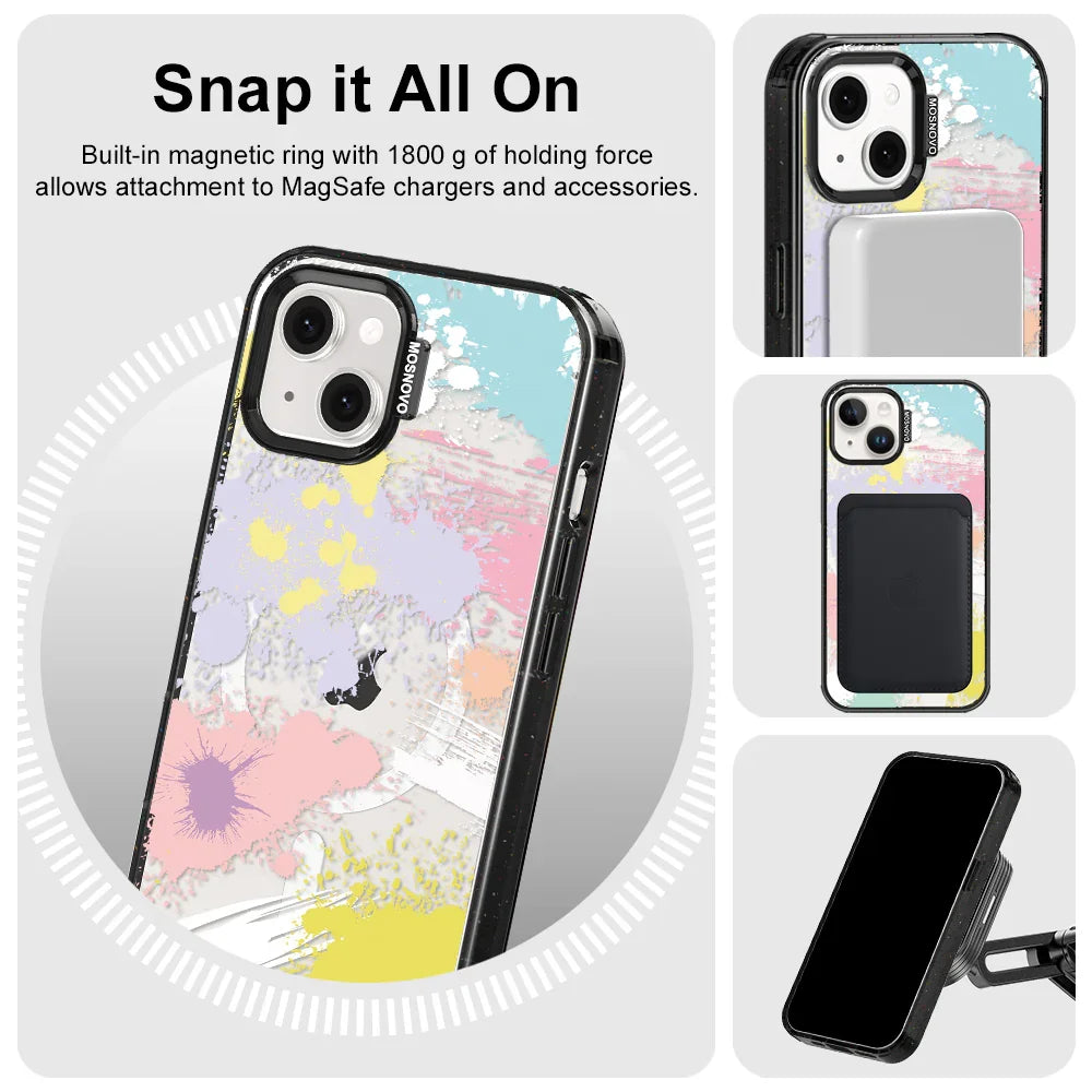 Splash Paint Phone Case - iPhone 14 Plus Case Clear Black ShockStone With MagSafe