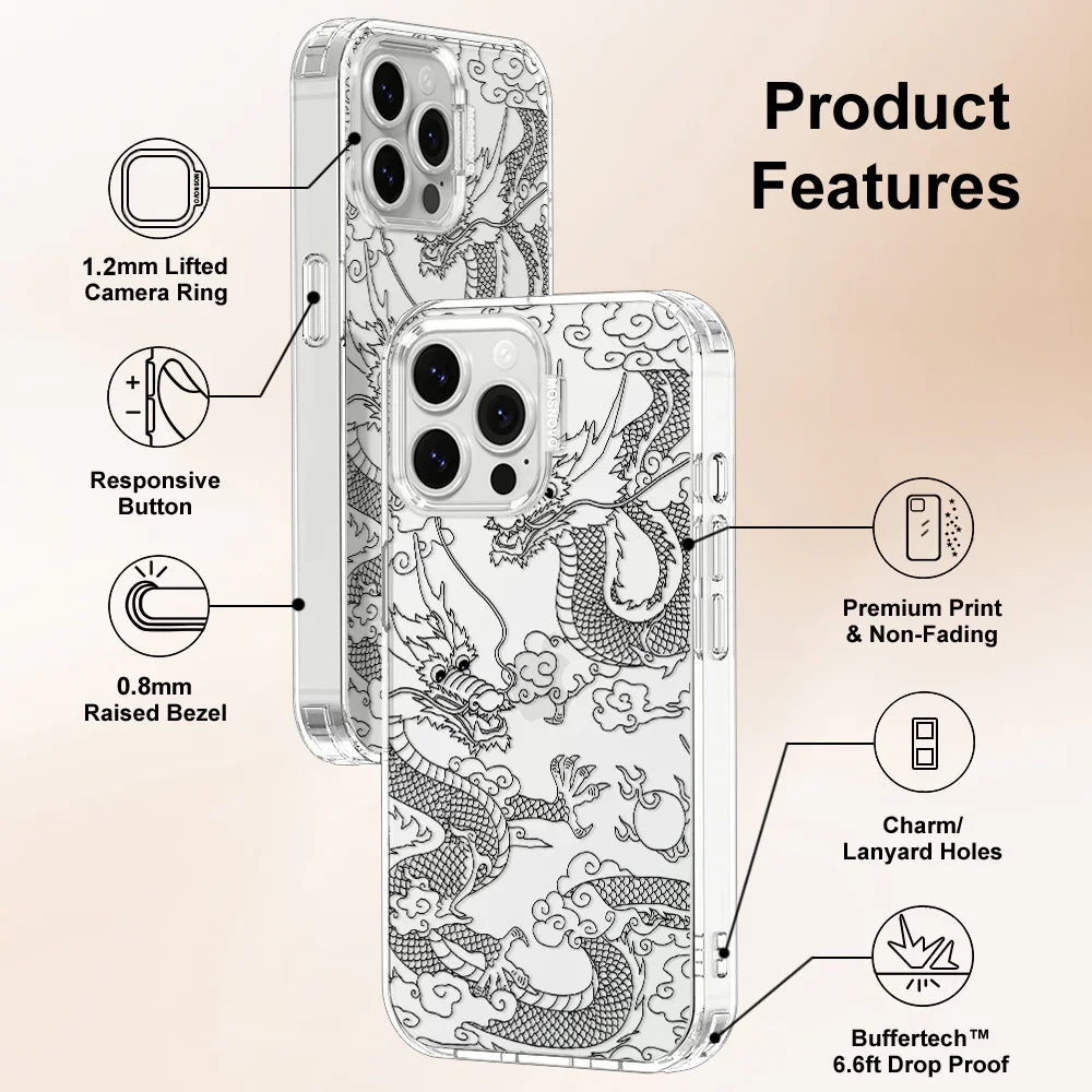 Black Dragon Phone Case - iPhone 13 Pro Max Case Clear