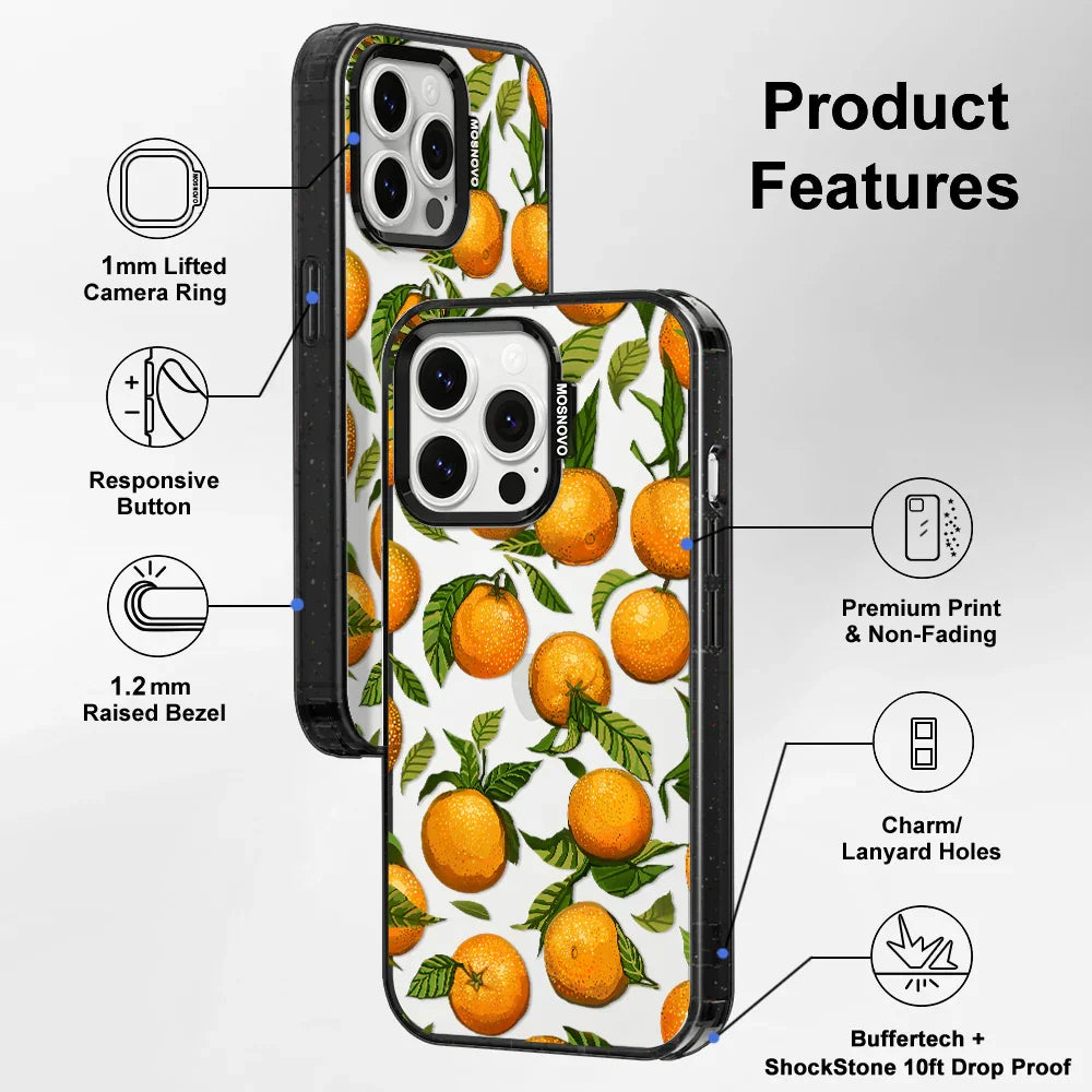 Tangerine Phone Case - iPhone 14 Pro Max Case Clear Black ShockStone