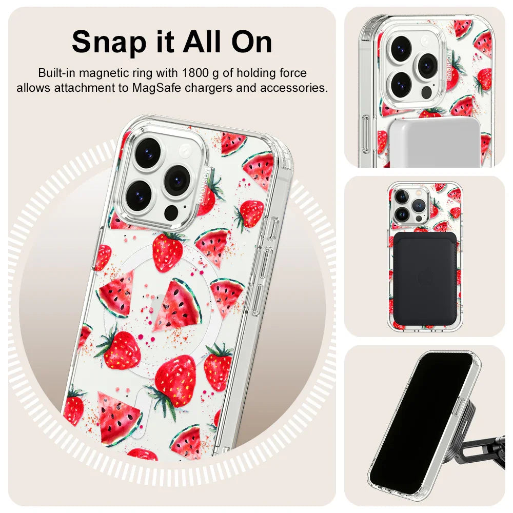 Watermelon Strawberry Phone Case - iPhone 13 Pro Case Clear With MagSafe