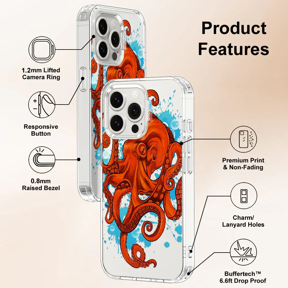 Octopus Phone Case - iPhone 15 Pro Max Case Clear