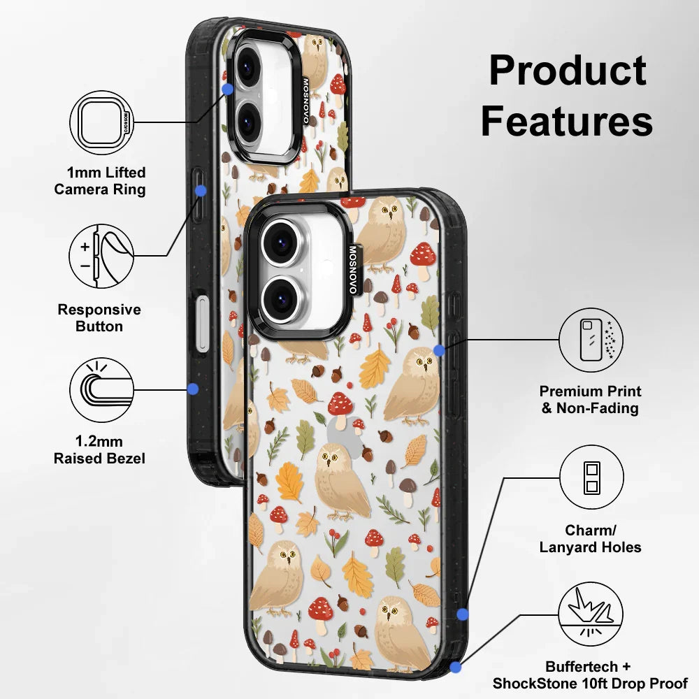 Autumn Owl Phone Case - iPhone 16 Plus Case Clear Black ShockStone