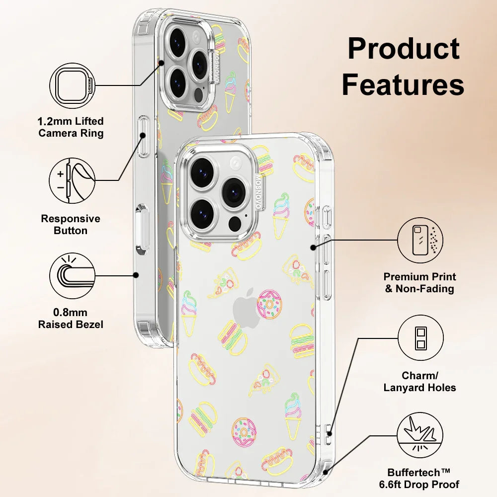 Neon Junk Food Phone Case - iPhone 16 Pro Case Clear