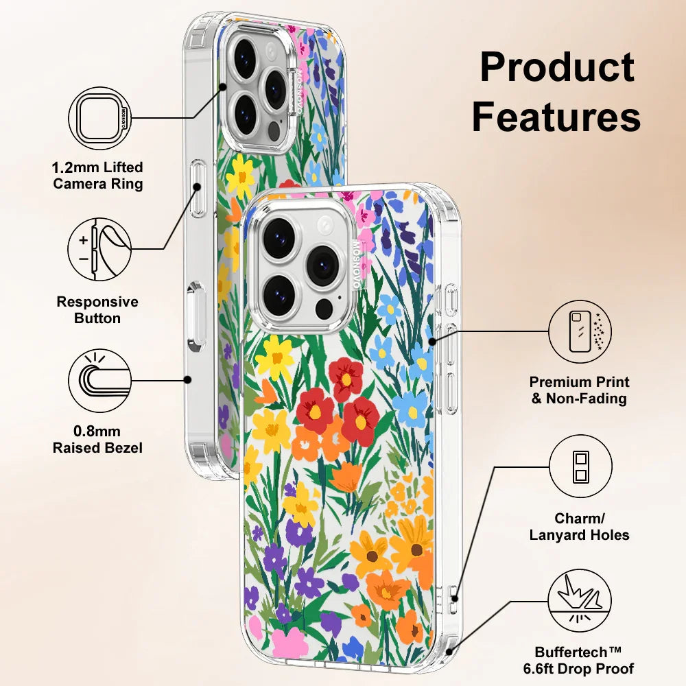 Spring Botanical Flower Floral Phone Case - iPhone 16 Pro Case Clear