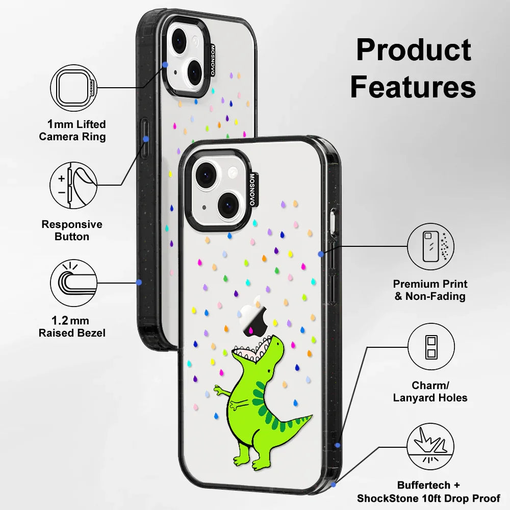 Rainbow Dinosaur Phone Case - iPhone 13 Case Clear Black ShockStone