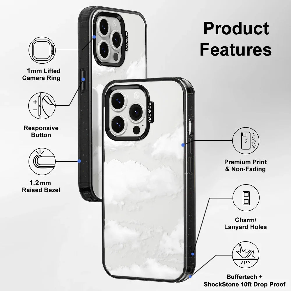 Cloud Phone Case - iPhone 13 Pro Case Clear Black ShockStone