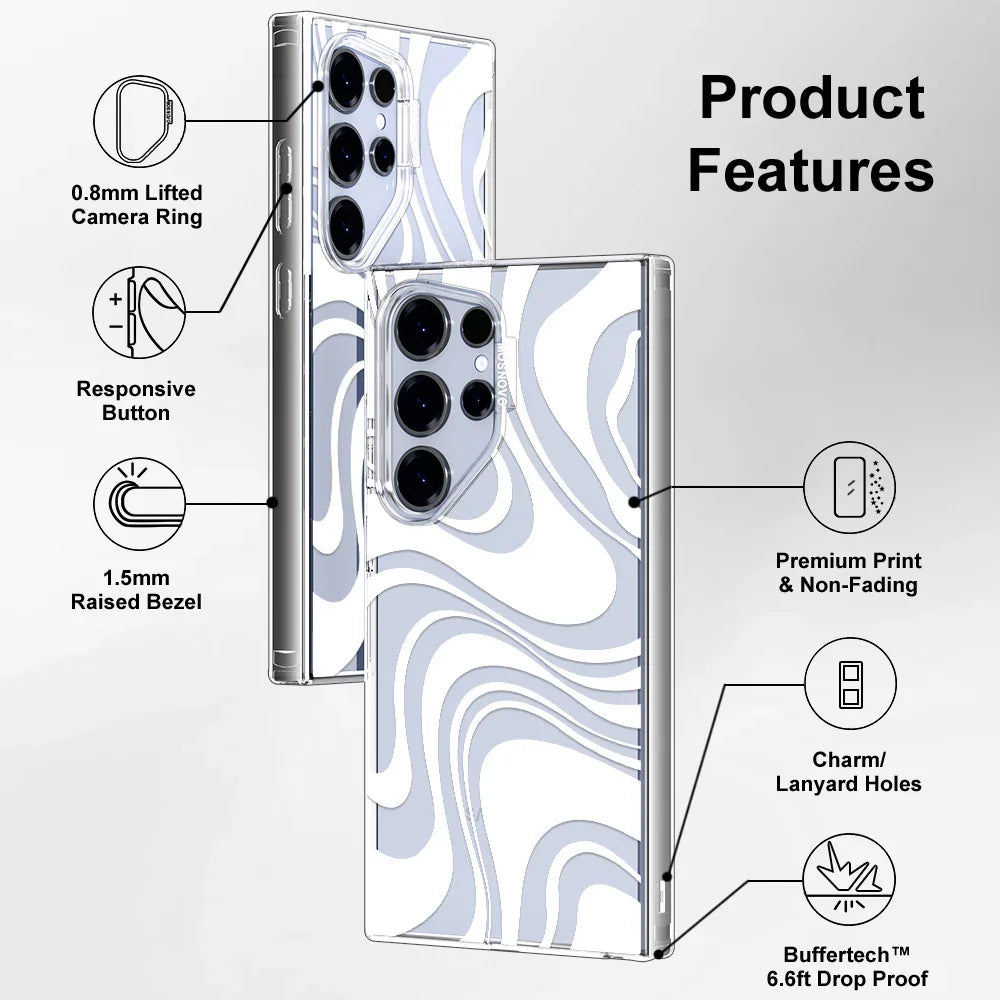 White Swirl Phone Case - Samsung Galaxy S24 Ultra Case