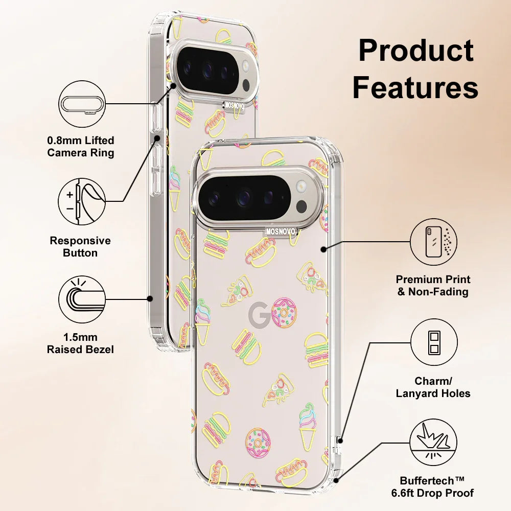 Neon Junk Food Phone Case - Google Pixel 9 Pro Case Clear
