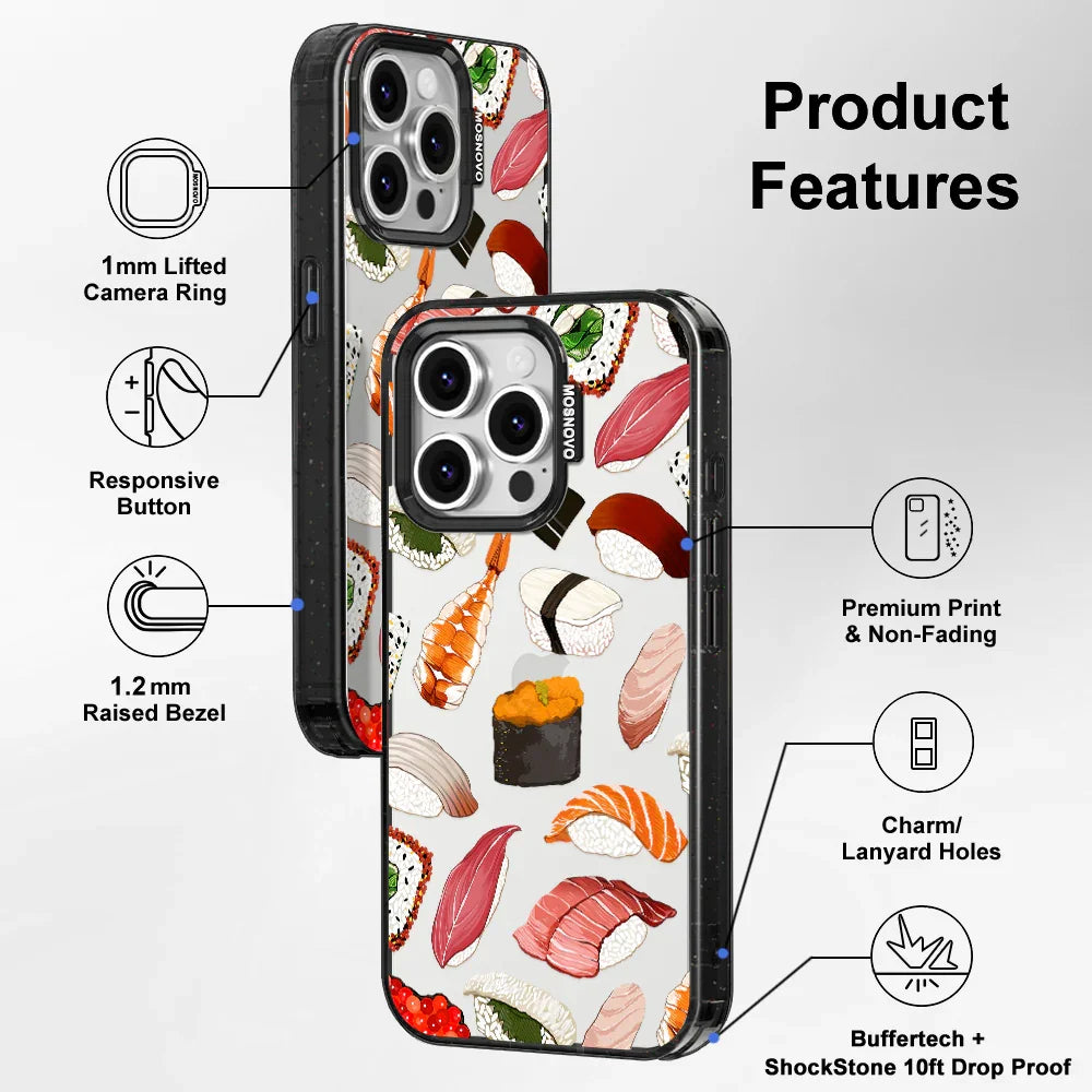 Sushi Phone Case - iPhone 16 Pro Case Clear Black ShockStone