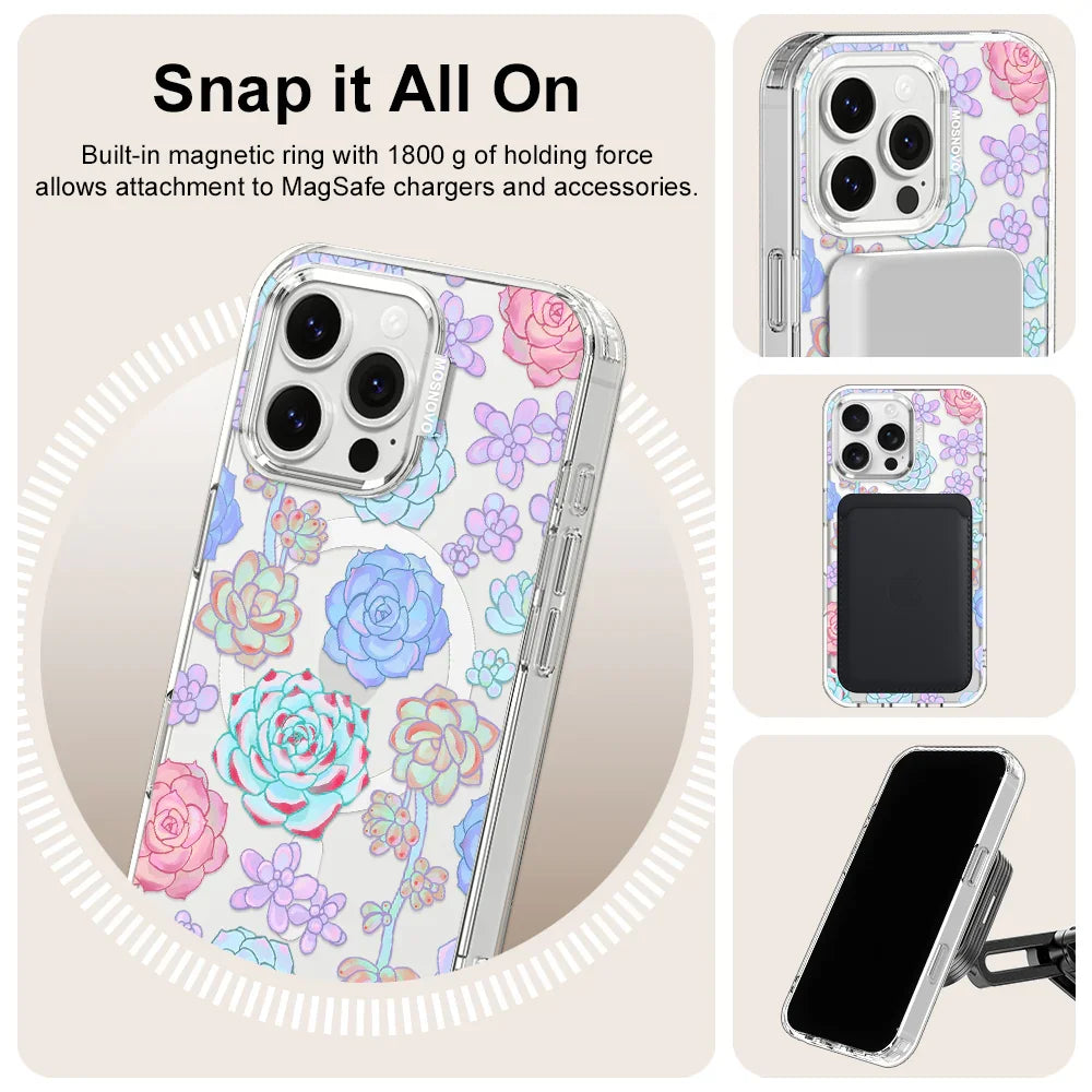 Succulents Phone Case - iPhone 16 Pro Max Case Clear With MagSafe