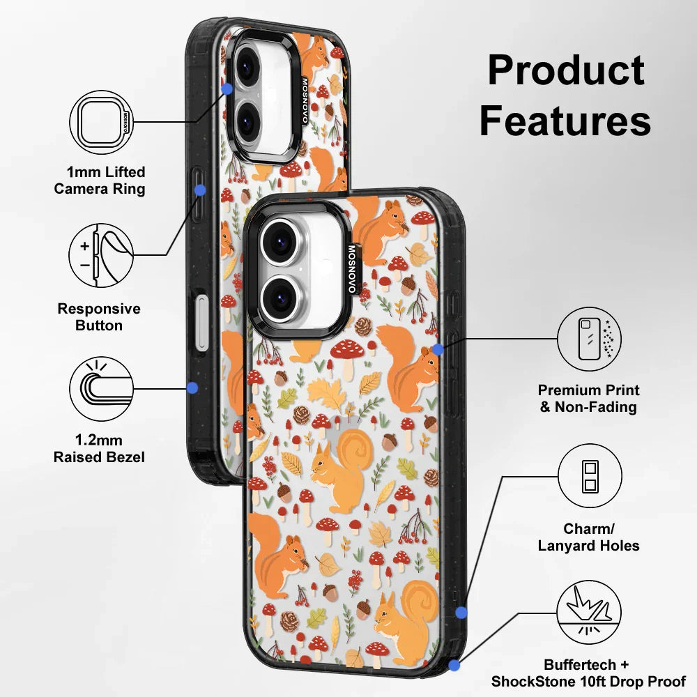 Autumn Squirrel Phone Case - iPhone 16 Plus Case Clear Black ShockStone