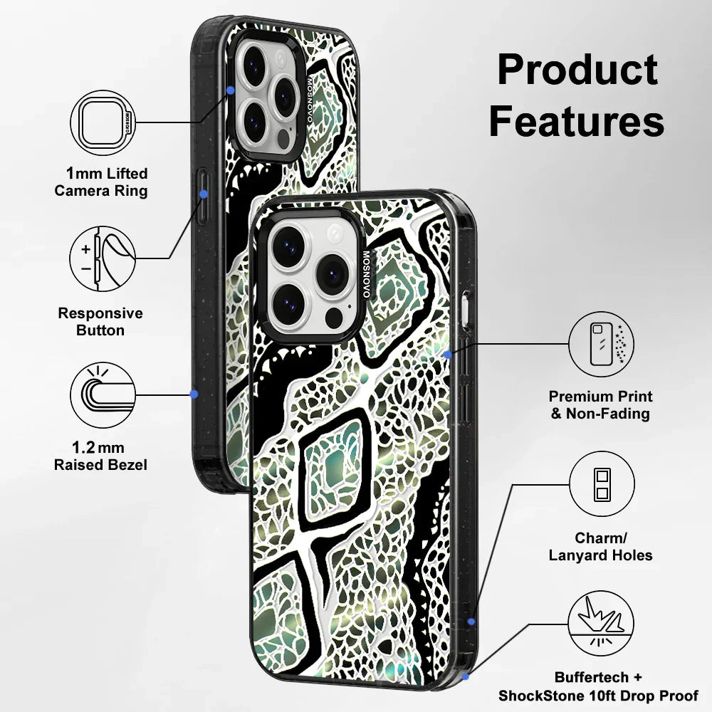Jade Snake Phone Case - iPhone 13 Pro Case Clear Black ShockStone