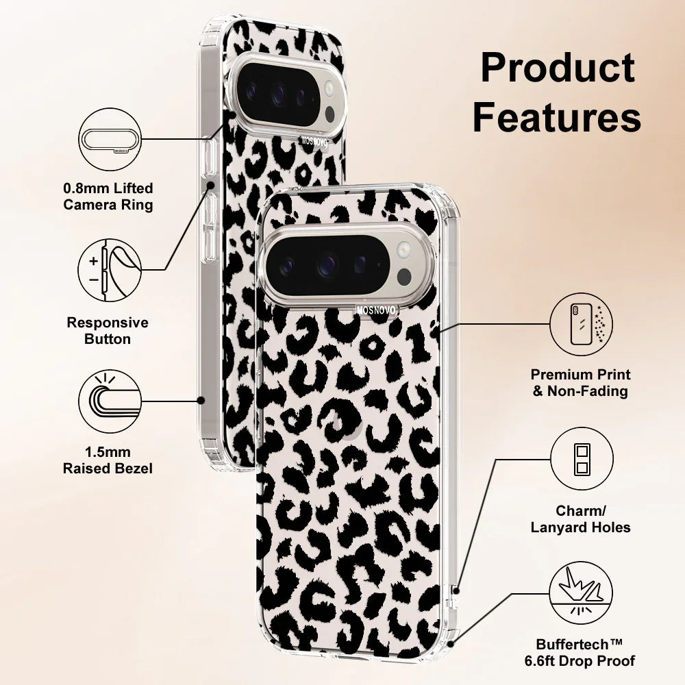 Black Leopard Print Phone Case - Google Pixel 9 Pro XL Case Clear