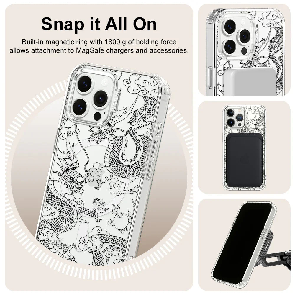 Black Dragon Phone Case - iPhone 13 Pro Max Case Clear With MagSafe