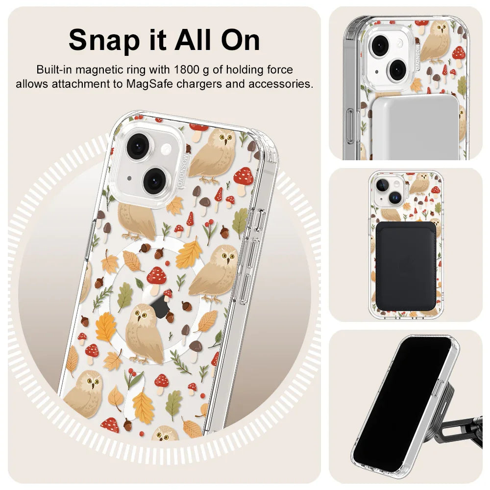 Autumn Owl Phone Case - iPhone 13 Case Clear With MagSafe