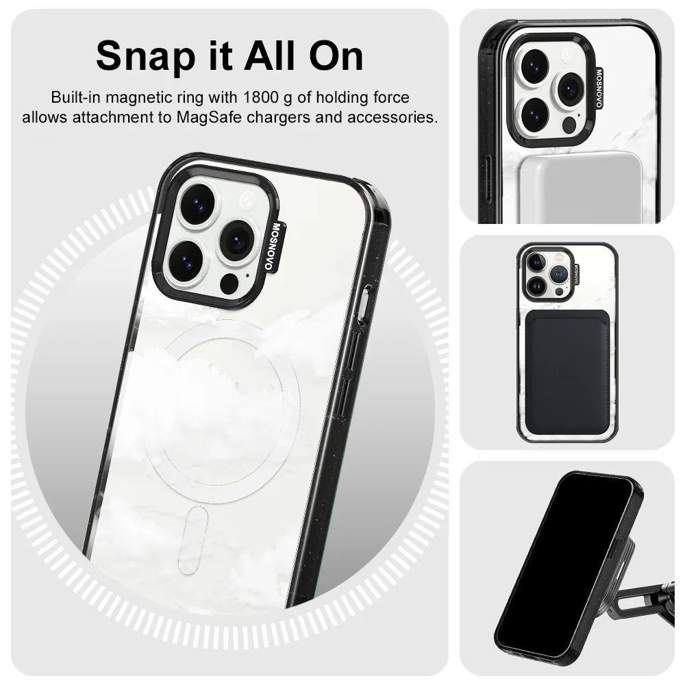 Cloud Phone Case - iPhone 13 Pro Case Clear Black ShockStone With MagSafe