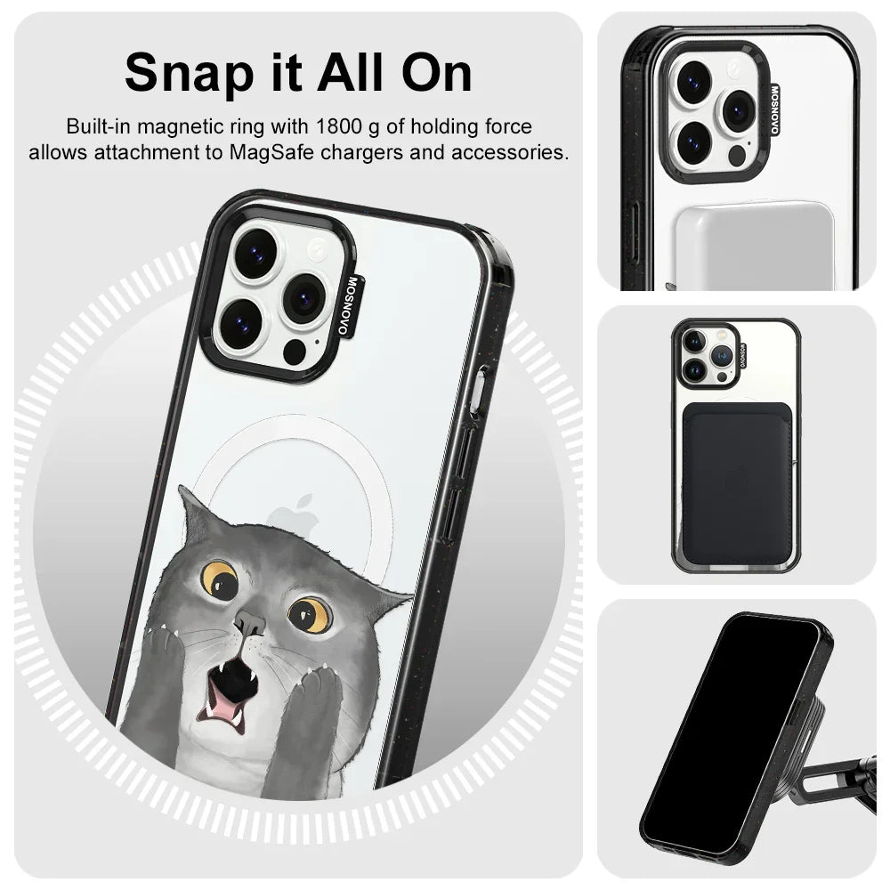 OMG Cat Phone Case - iPhone 13 Pro Max Case Clear Black ShockStone With MagSafe