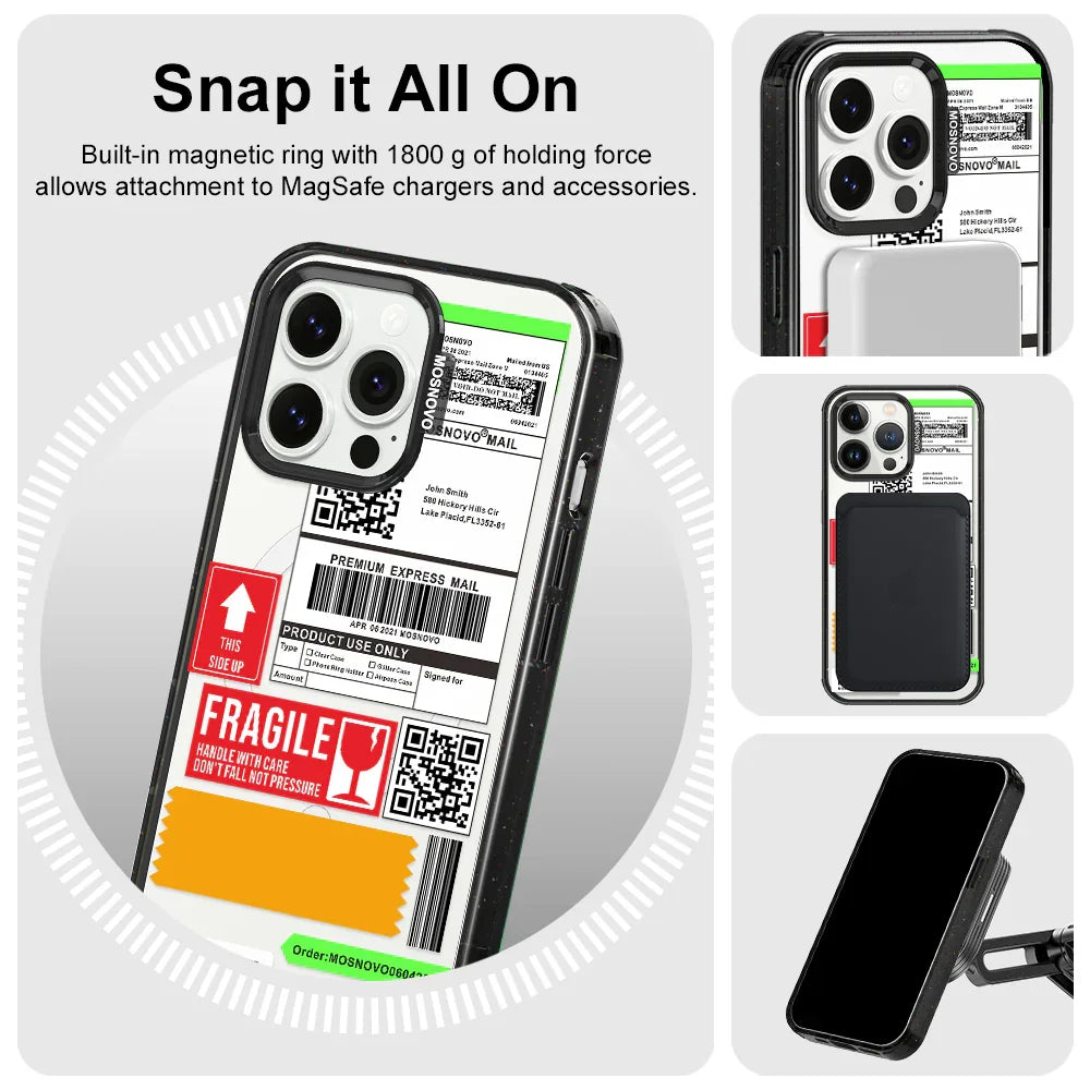 MOSNOVO LABEL Phone Case - iPhone 13 Pro Case Clear Black ShockStone With MagSafe