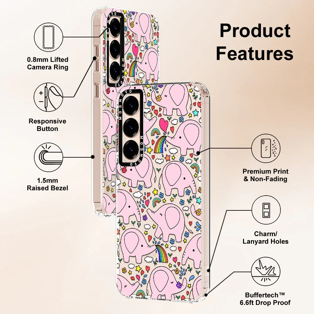 Cute Pink Elephant Phone Case - Samsung Galaxy S25 Case
