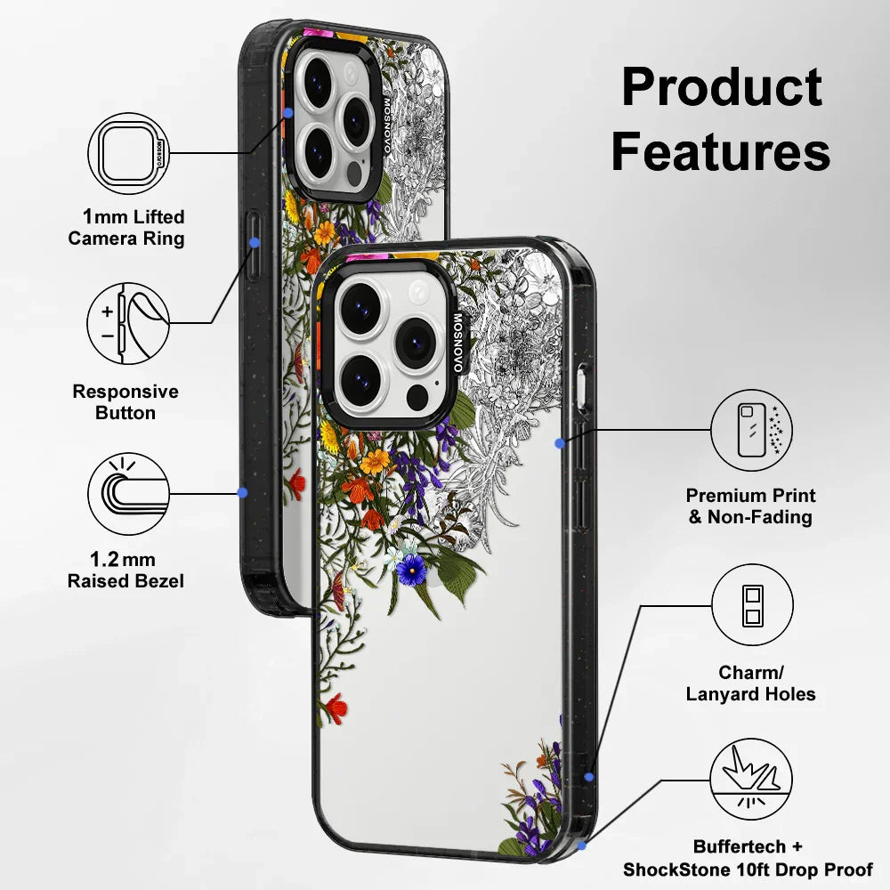 Spring Meadow Phone Case - iPhone 13 Pro Case Clear Black ShockStone