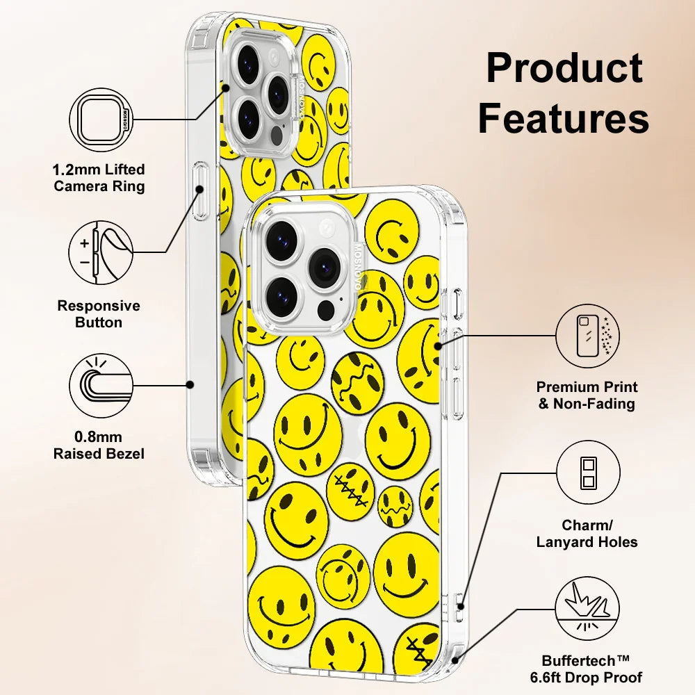 Smiley Face Phone Case - iPhone 14 Pro Max Case Clear