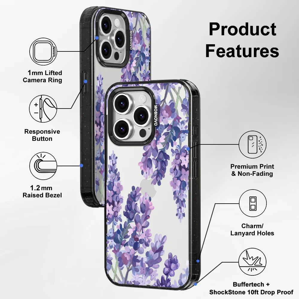 Lavender Phone Case - iPhone 16 Pro Case Clear Black ShockStone
