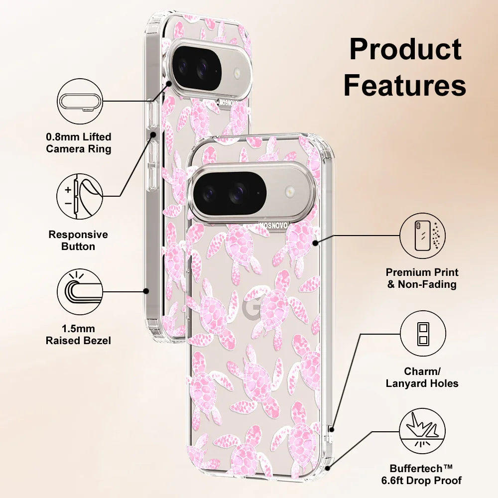 Pink Turtle Phone Case - Google Pixel 9 Case Clear