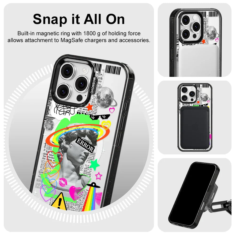 Error Statue Art Phone Case - iPhone 16 Pro Max Case Clear Black ShockStone With MagSafe