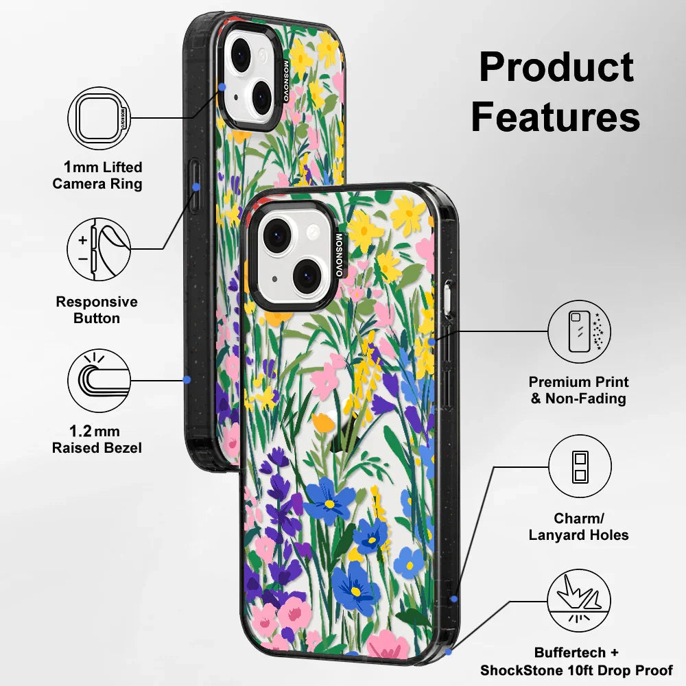 Spring Flower Phone Case - iPhone 13 Case Clear Black ShockStone