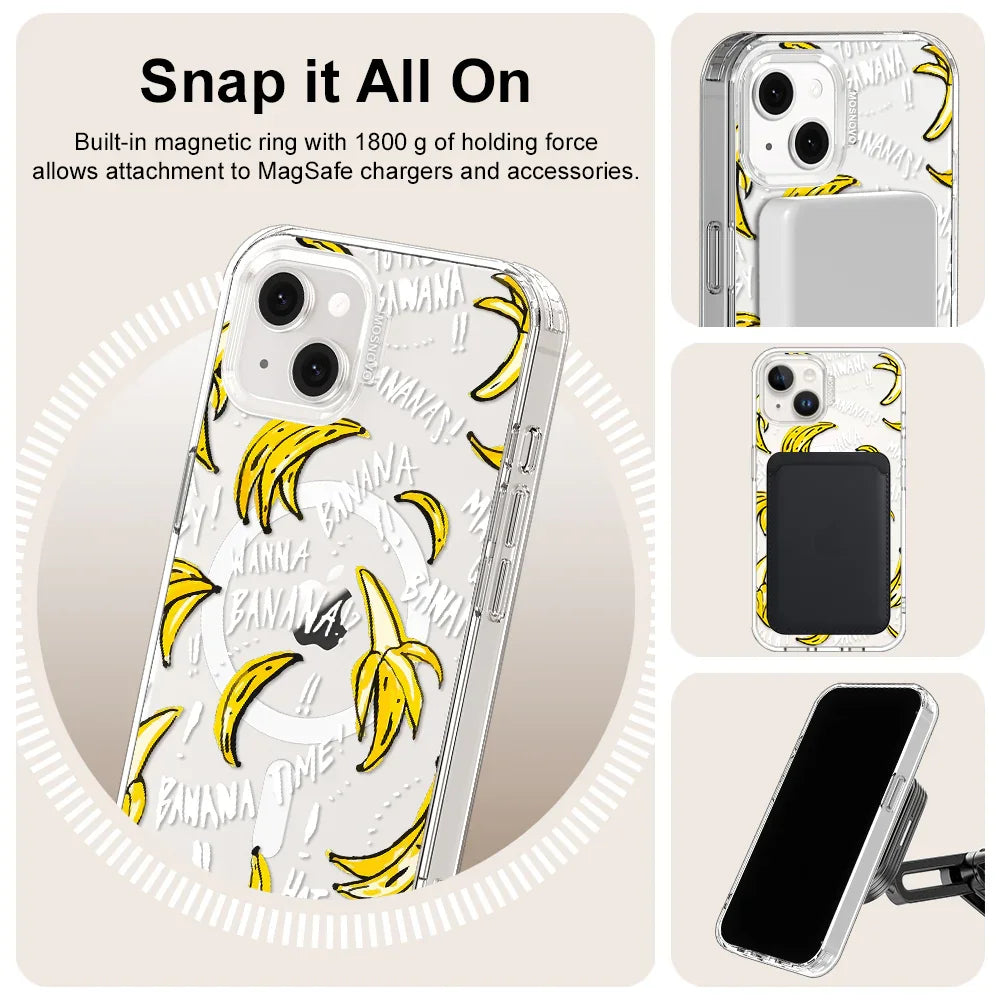 Banana Banana Phone Case - iPhone 14 Plus Case Clear With MagSafe
