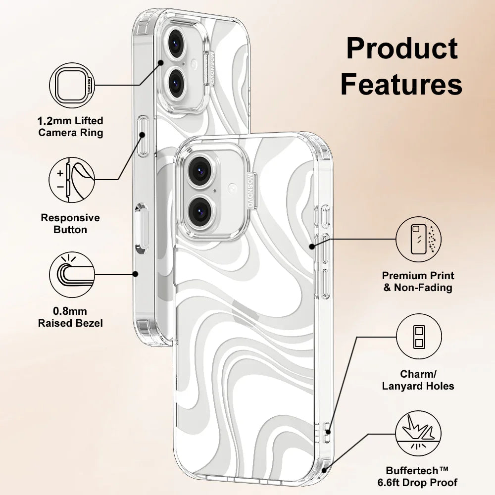White Swirl Phone Case - iPhone 16 Case Clear