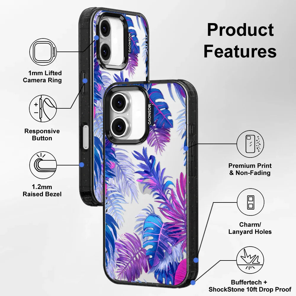 Fancy Palm Leaf Phone Case - iPhone 16 Case Clear Black ShockStone