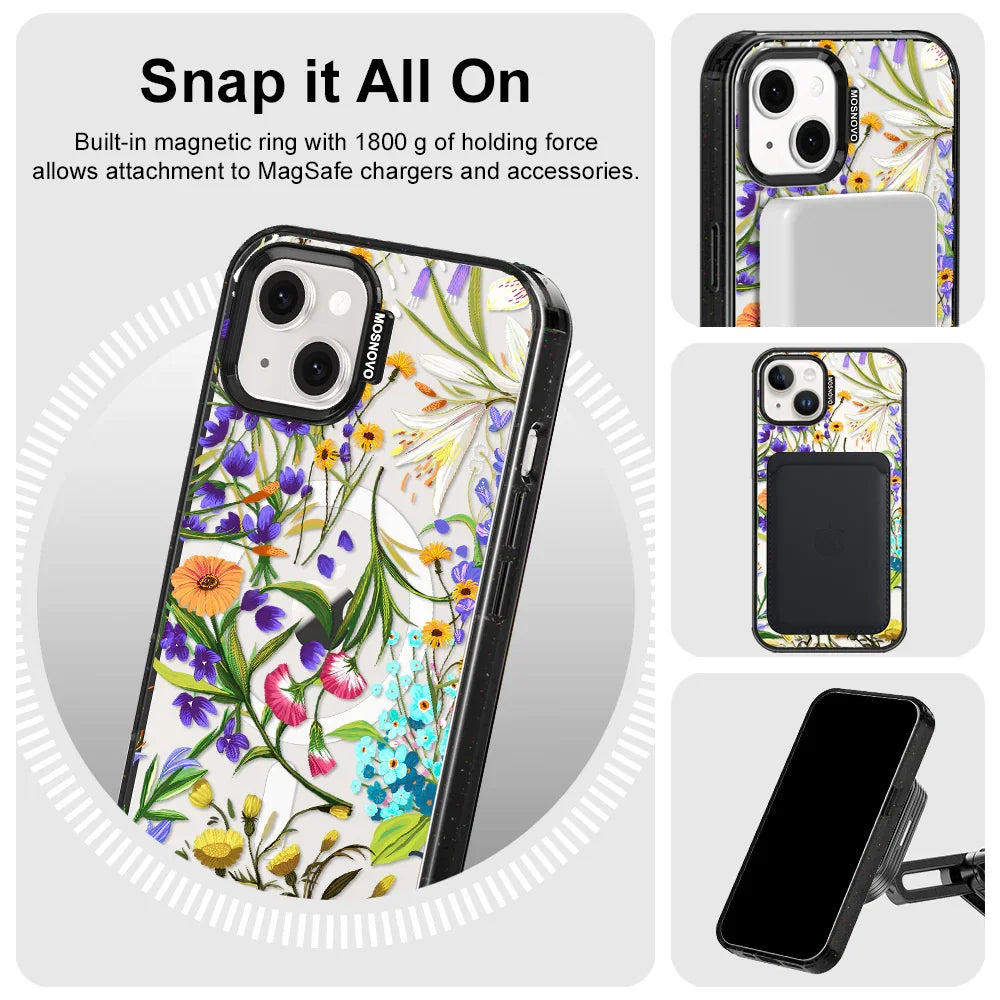 Summer Flower Holidays Phone Case - iPhone 13 Case Clear Black ShockStone With MagSafe