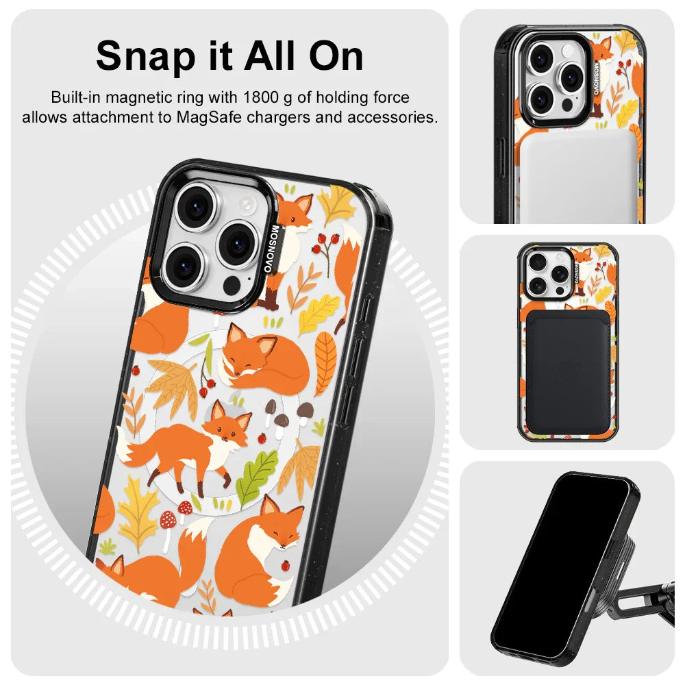 Autumn Fox Phone Case - iPhone 16 Pro Max Case Clear Black ShockStone With MagSafe