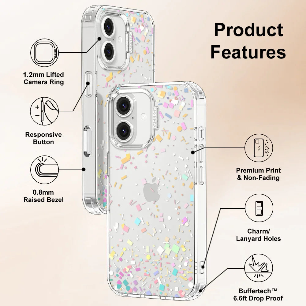 Confetti Phone Case - iPhone 16 Plus Case Clear