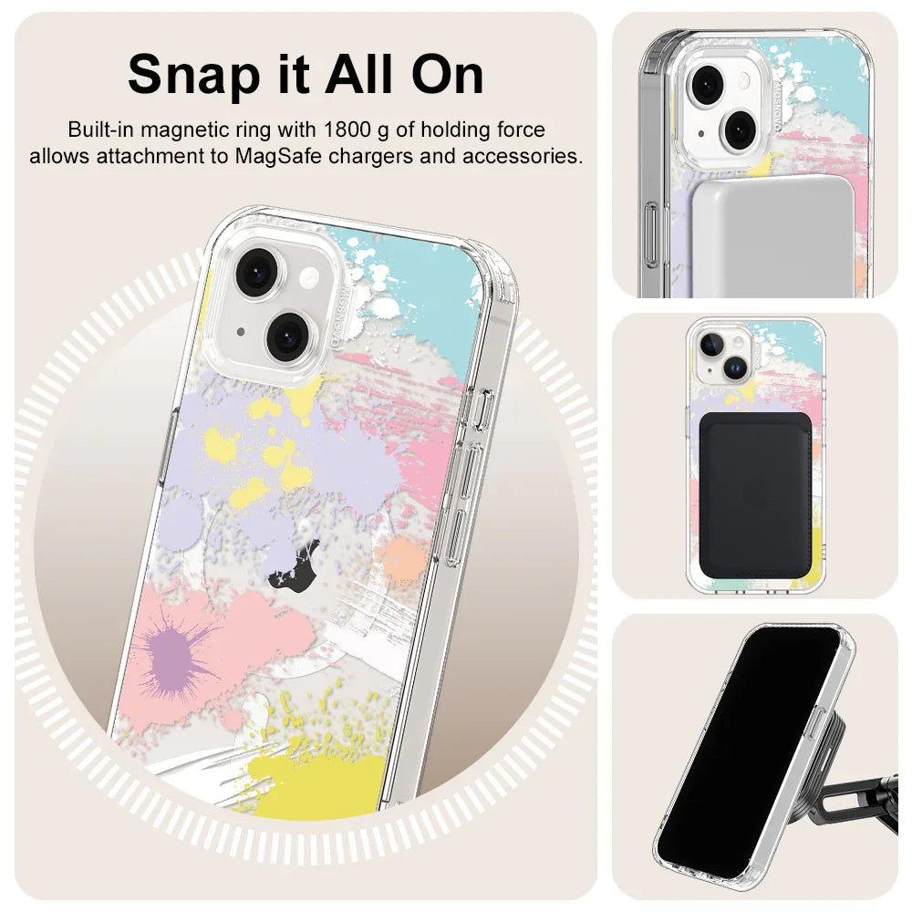 Splash Paint Phone Case - iPhone 14 Plus Case Clear With MagSafe