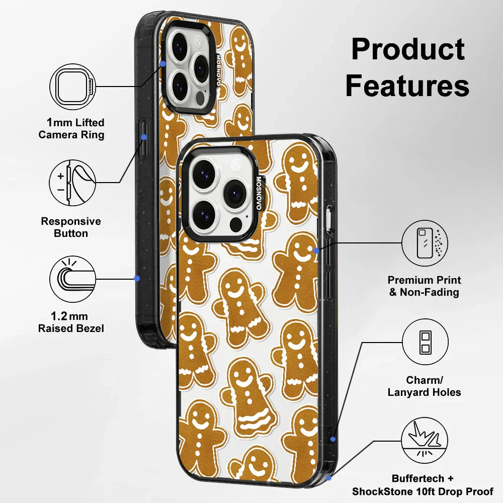 Ginger Breadman Phone Case - iPhone 14 Pro Max Case Clear Black ShockStone