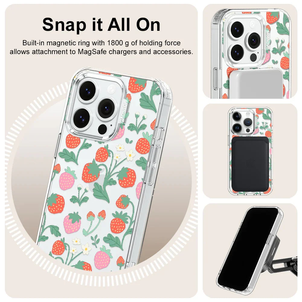 Cute Strawberry Phone Case - iPhone 14 Pro Case Clear With MagSafe