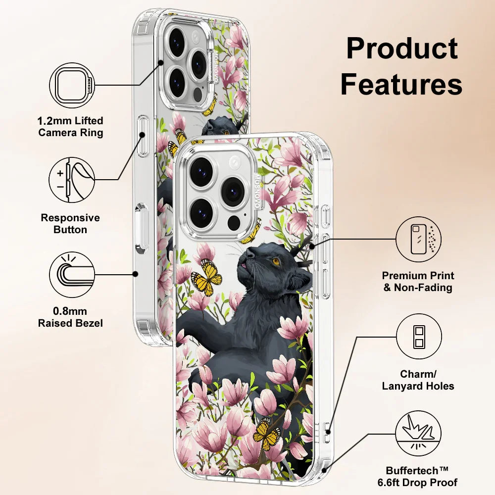 Black Leopard Garden Phone Case - iPhone 16 Pro Case Clear