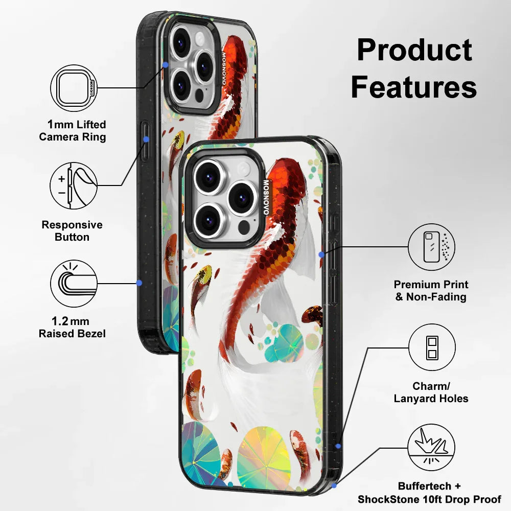 Koi Art Phone Case - iPhone 16 Pro Case Clear Black ShockStone