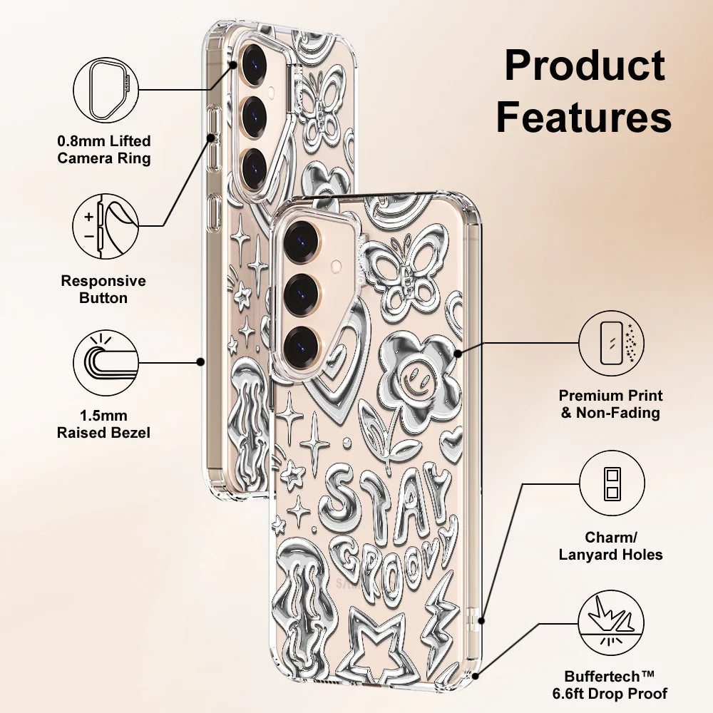 Silver Chrome Art (Flat Print) Phone Case - Samsung Galaxy S24 Case Clear