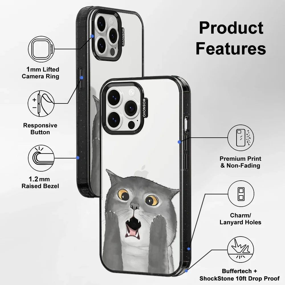 OMG Cat Phone Case - iPhone 13 Pro Max Case Clear Black ShockStone
