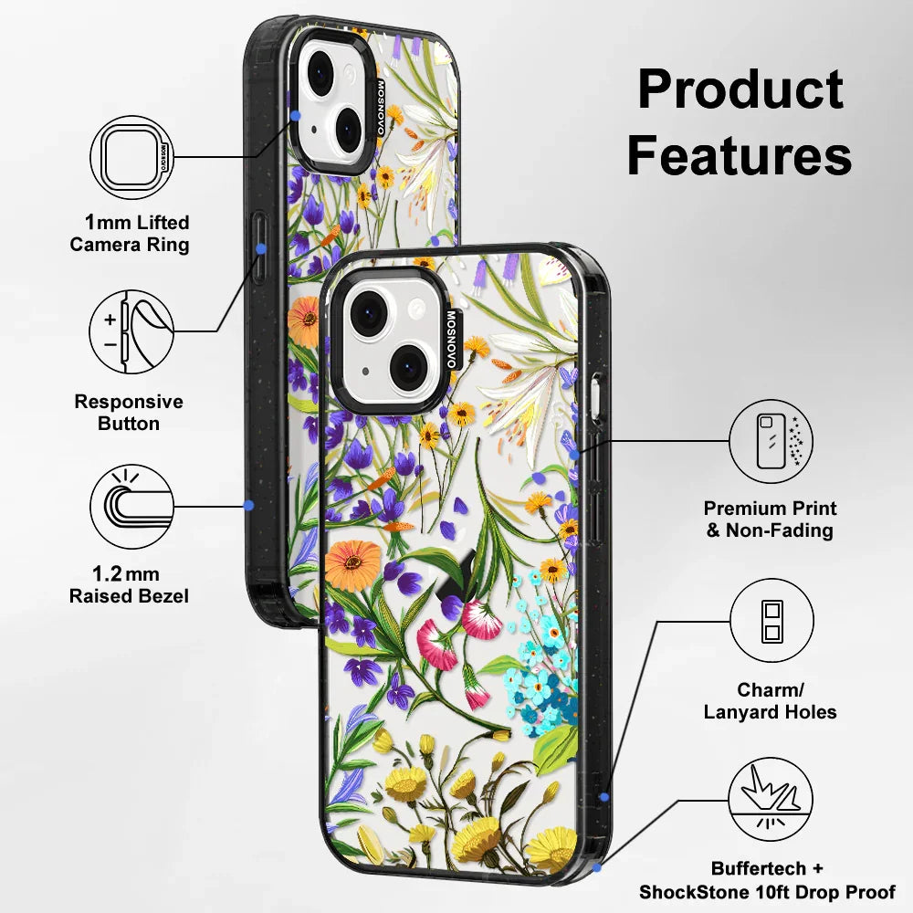 Summer Flower Holidays Phone Case - iPhone 13 Case Clear Black ShockStone
